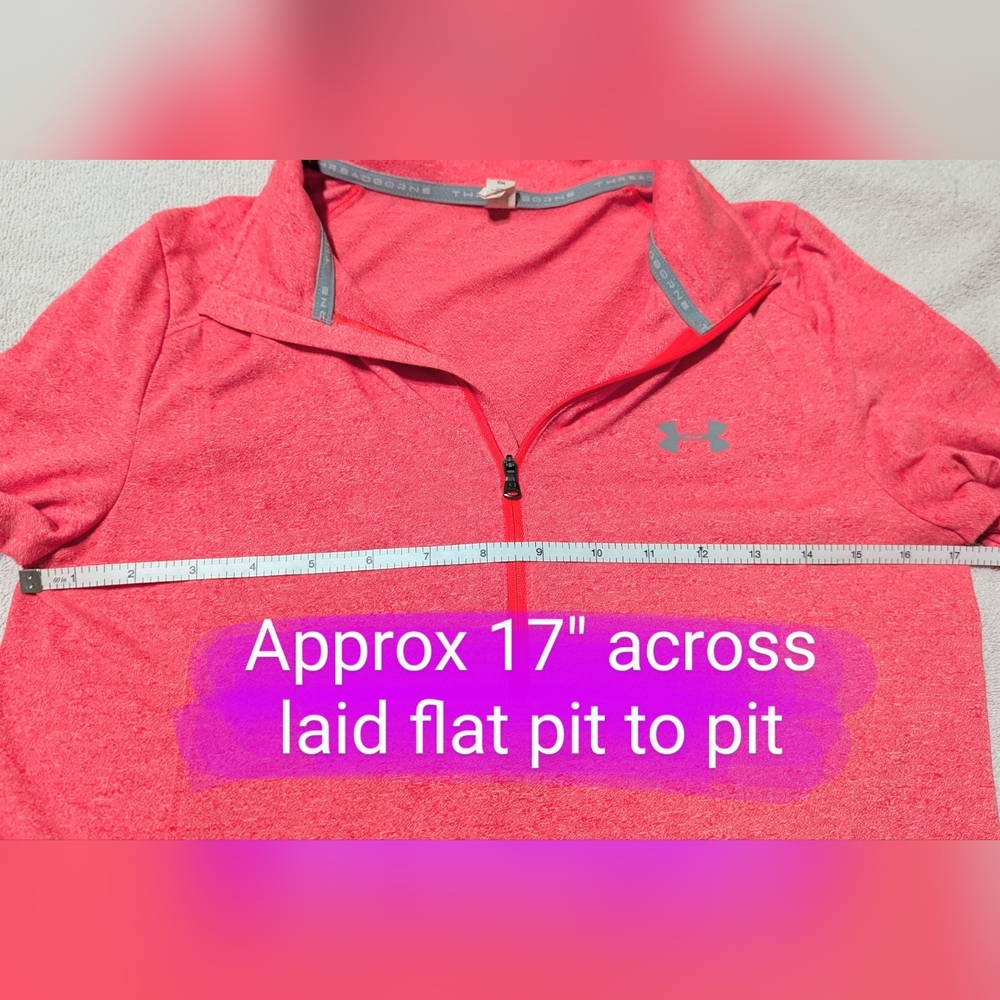Size Sm Under Armour EUC Vibrant Peachy 1/2 Front zip long sleeve pullover - Picture 5 of 14